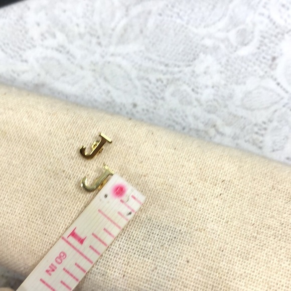 Gold over sterling 925 silver initial letter J post stud earrings makers mark GM - Picture 3 of 5